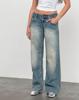 EMMIOL Vaqueros de tiro bajo con lavado pesado