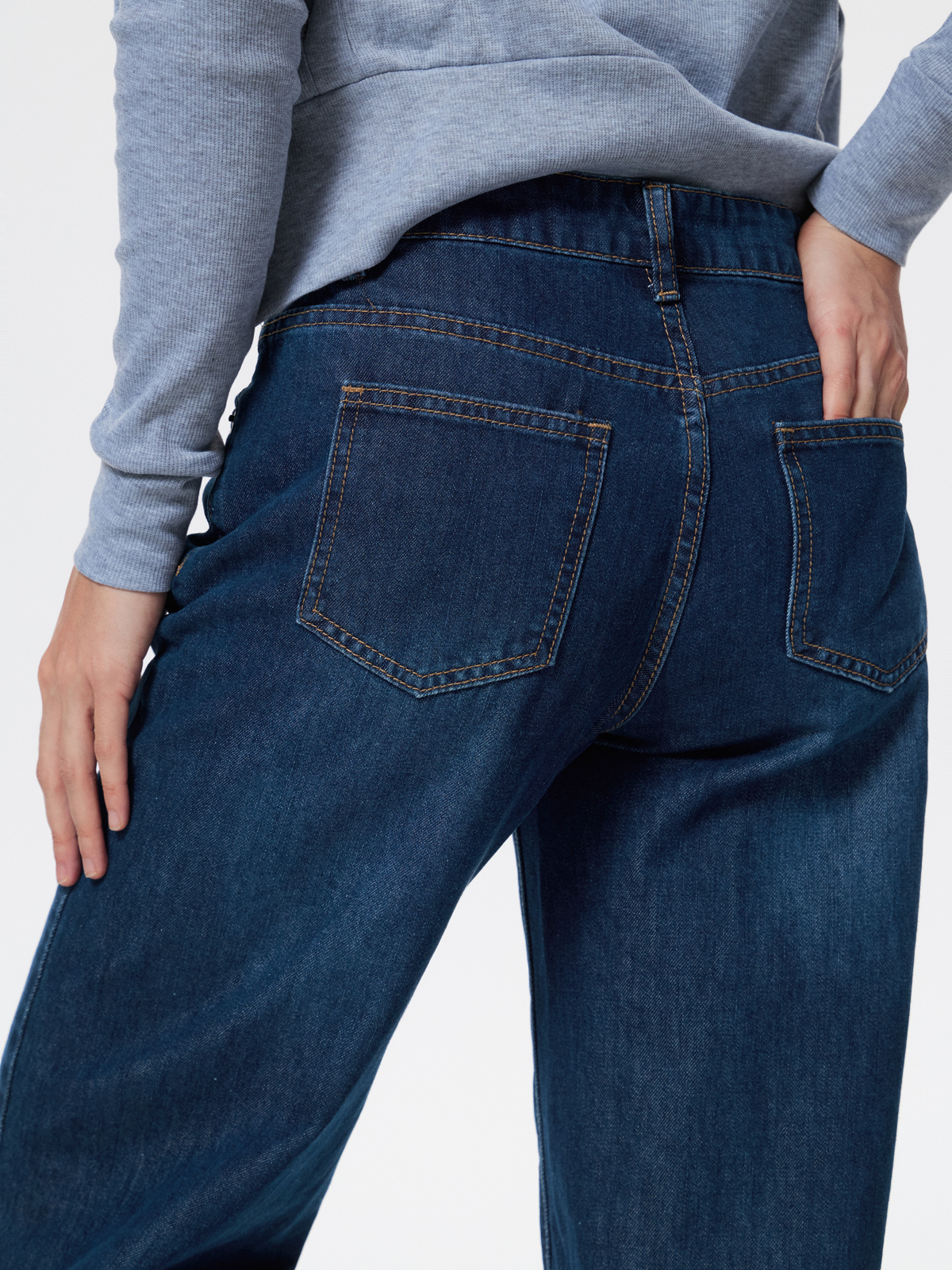 EMMIOL Vaqueros de tiro bajo con lavado pesado