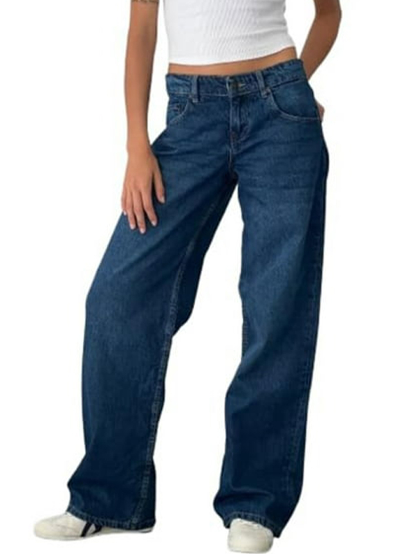 EMMIOL Jeans a vita bassa con lavaggio pesante