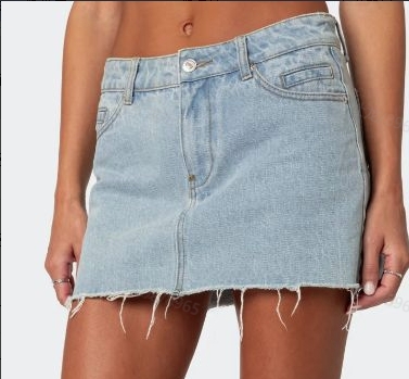 EMMIOL Falda vaquera deshilachada