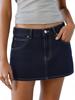 EMMIOL Stretch-Mini-Jeansrock für Damen mit mittelhohem Bund