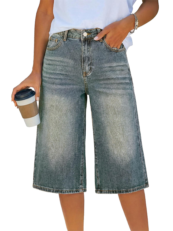 EMMIOL Women's High Waisted Baggy Denim Shorts