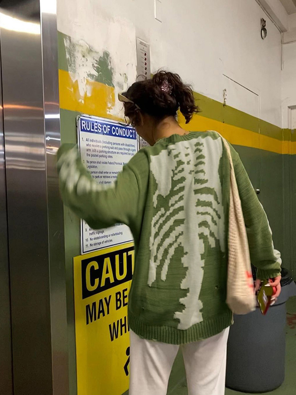 EMMIOL Oversized Skeleton Knit Sweater