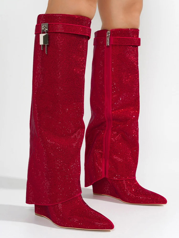 EMMIOL Stivali Crara con strass ripiegati