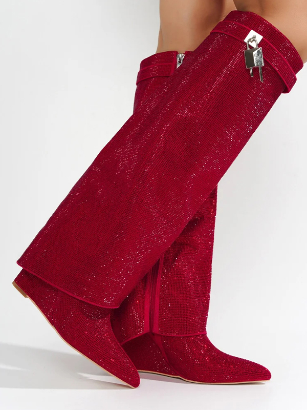 EMMIOL Stivali Crara con strass ripiegati