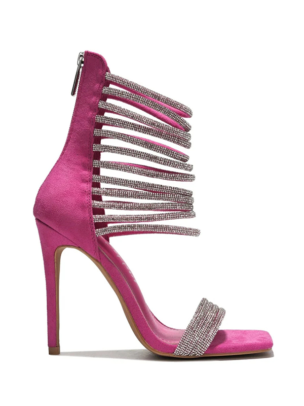 EMMIOL Chrystel Strass-High-Heels mit quadratischer Zehenpartie