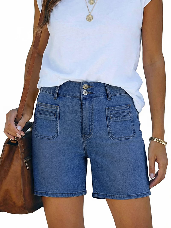 EMMIOL Damen-Jeansshorts mit hohem Bund