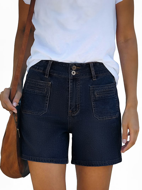 EMMIOL Damen-Jeansshorts mit hohem Bund