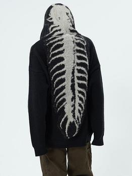 Skull jacquard crew neck pullover knitted sweater main image 1