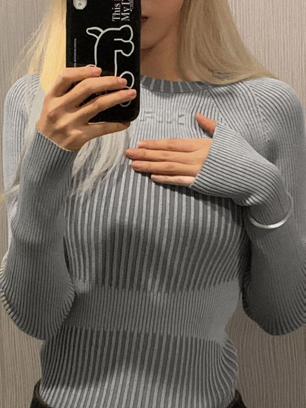 EMMIOL Jersey ajustado con empalme de canalé