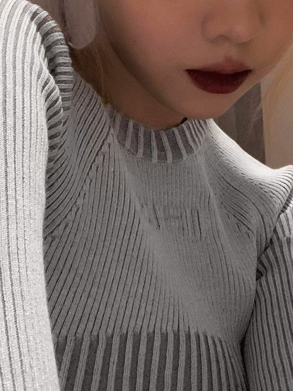 EMMIOL Jersey ajustado con empalme de canalé