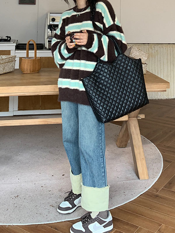 EMMIOL Suéter tipo jersey con rayas de color en contraste difuso