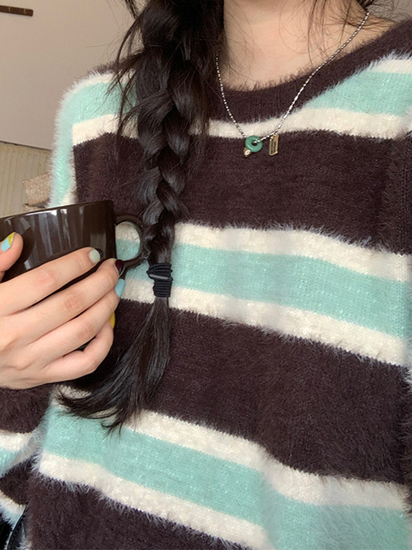 EMMIOL Suéter tipo jersey con rayas de color en contraste difuso