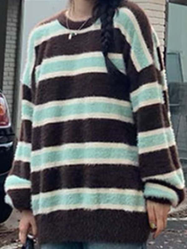 EMMIOL Suéter tipo jersey con rayas de color en contraste difuso