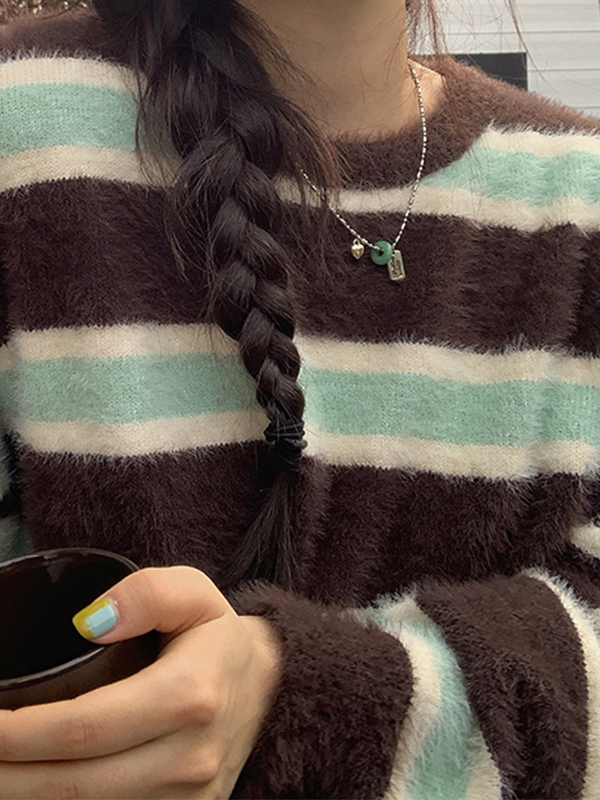 EMMIOL Suéter tipo jersey con rayas de color en contraste difuso