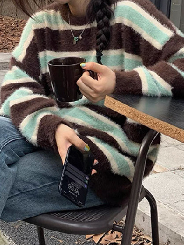 EMMIOL Suéter tipo jersey con rayas de color en contraste difuso