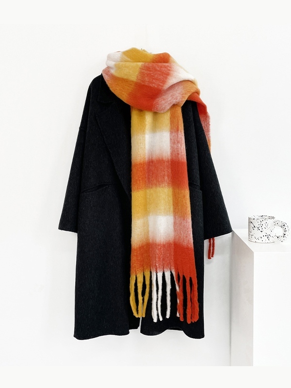 EMMIOL Colorful Checker Fringed Scarf