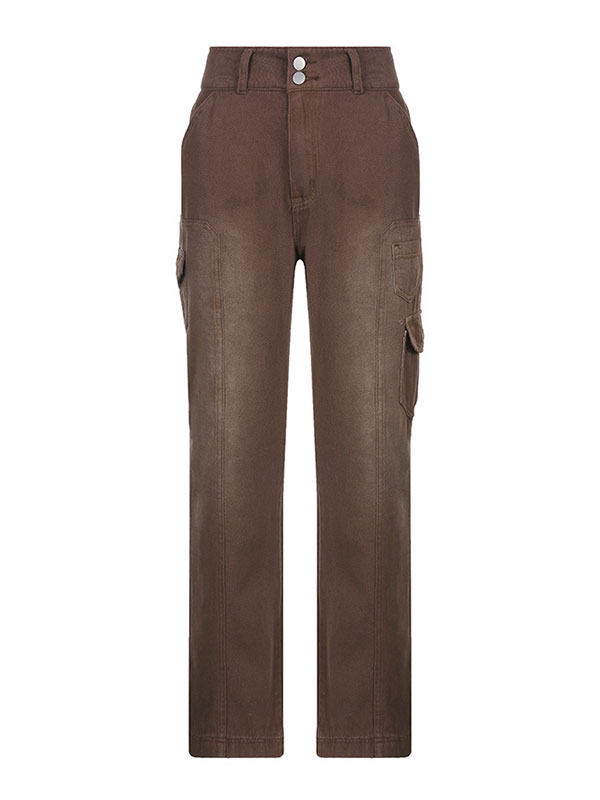 EMMIOL Gebleichte Cargo-Jeans mit Taschen