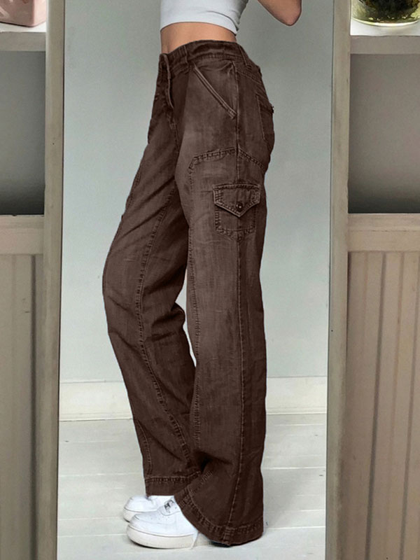 EMMIOL Gebleichte Cargo-Jeans mit Taschen