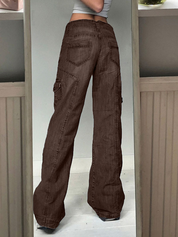 EMMIOL Gebleichte Cargo-Jeans mit Taschen