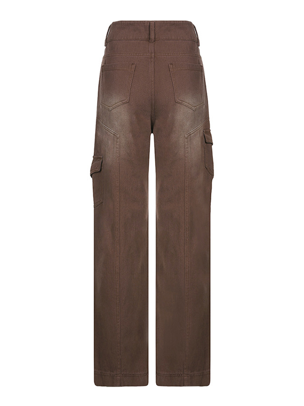 EMMIOL Gebleichte Cargo-Jeans mit Taschen