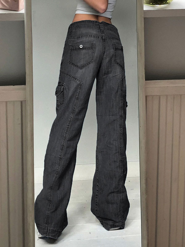 EMMIOL Jeans cargo tascabili sbiancati