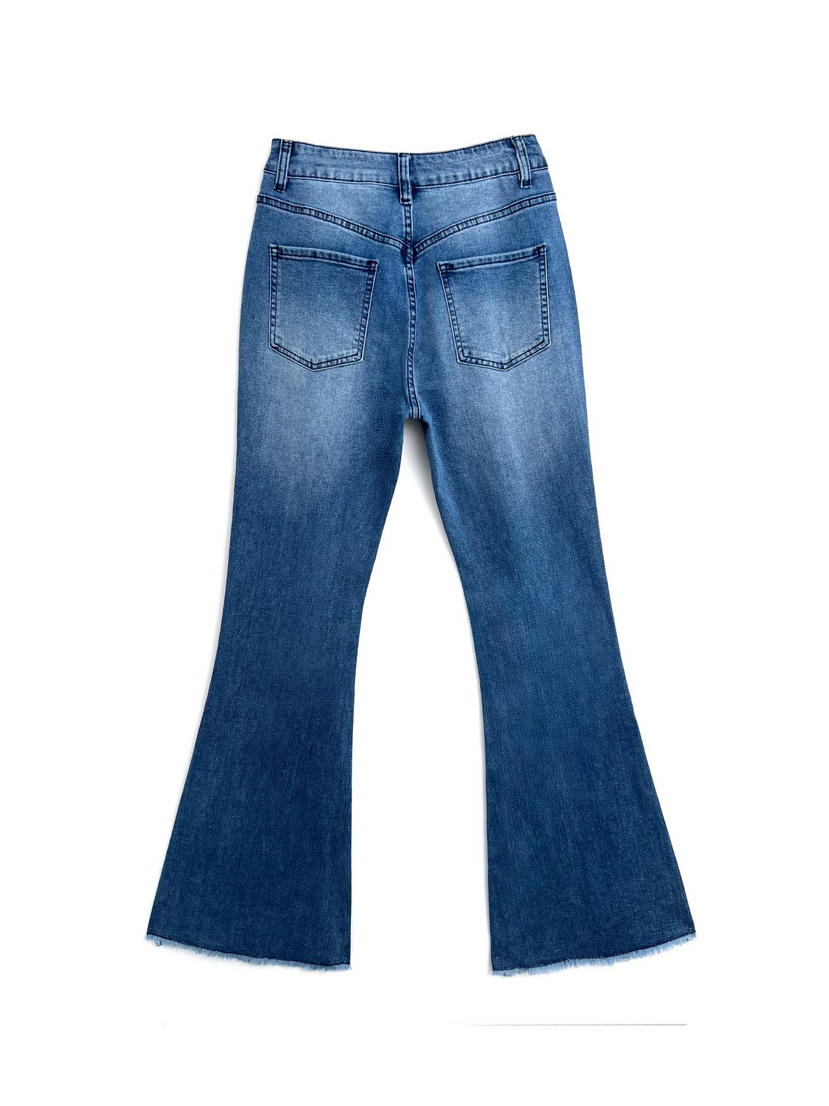 EMMIOL Verwaschene Push-Up-Jeans mit ausgestelltem Bein