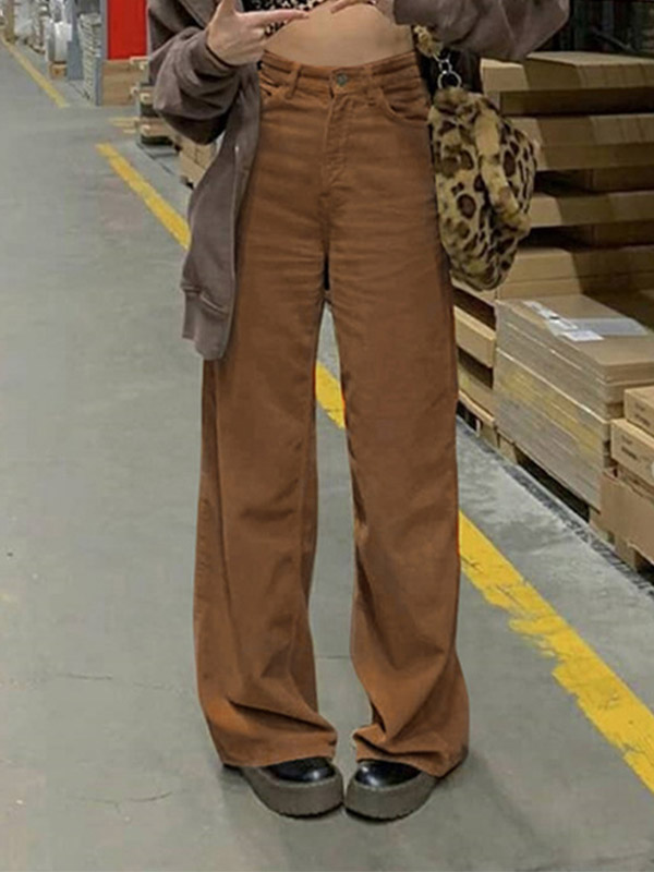 EMMIOL Pantalones holgados de pana vintage