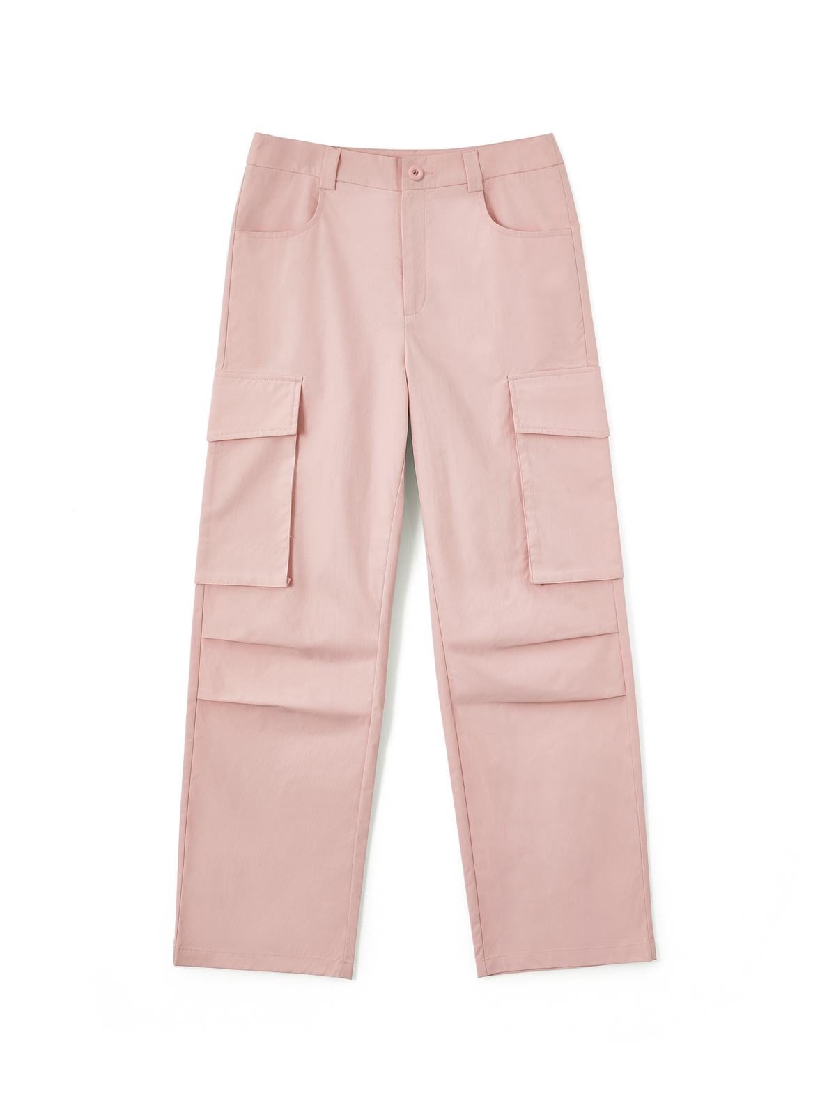 EMMIOL Geraffte Cargohose mit geradem Bein in Rosa