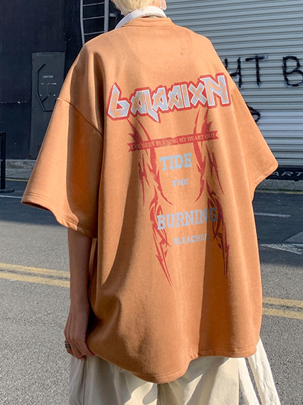 EMMIOL Camiseta extragrande de manga corta con estampado de ante para hombre