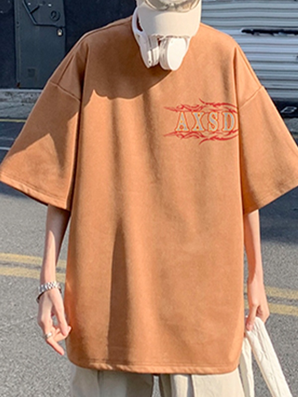 EMMIOL Camiseta extragrande de manga corta con estampado de ante para hombre