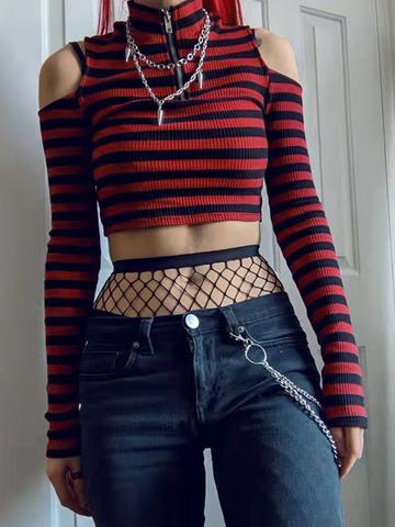 COWL BACK LONG SLEEVE TEE PUNK OF PRIMROSE