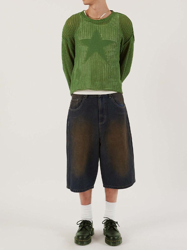 EMMIOL Top in maglia all'uncinetto in jacquard stellato