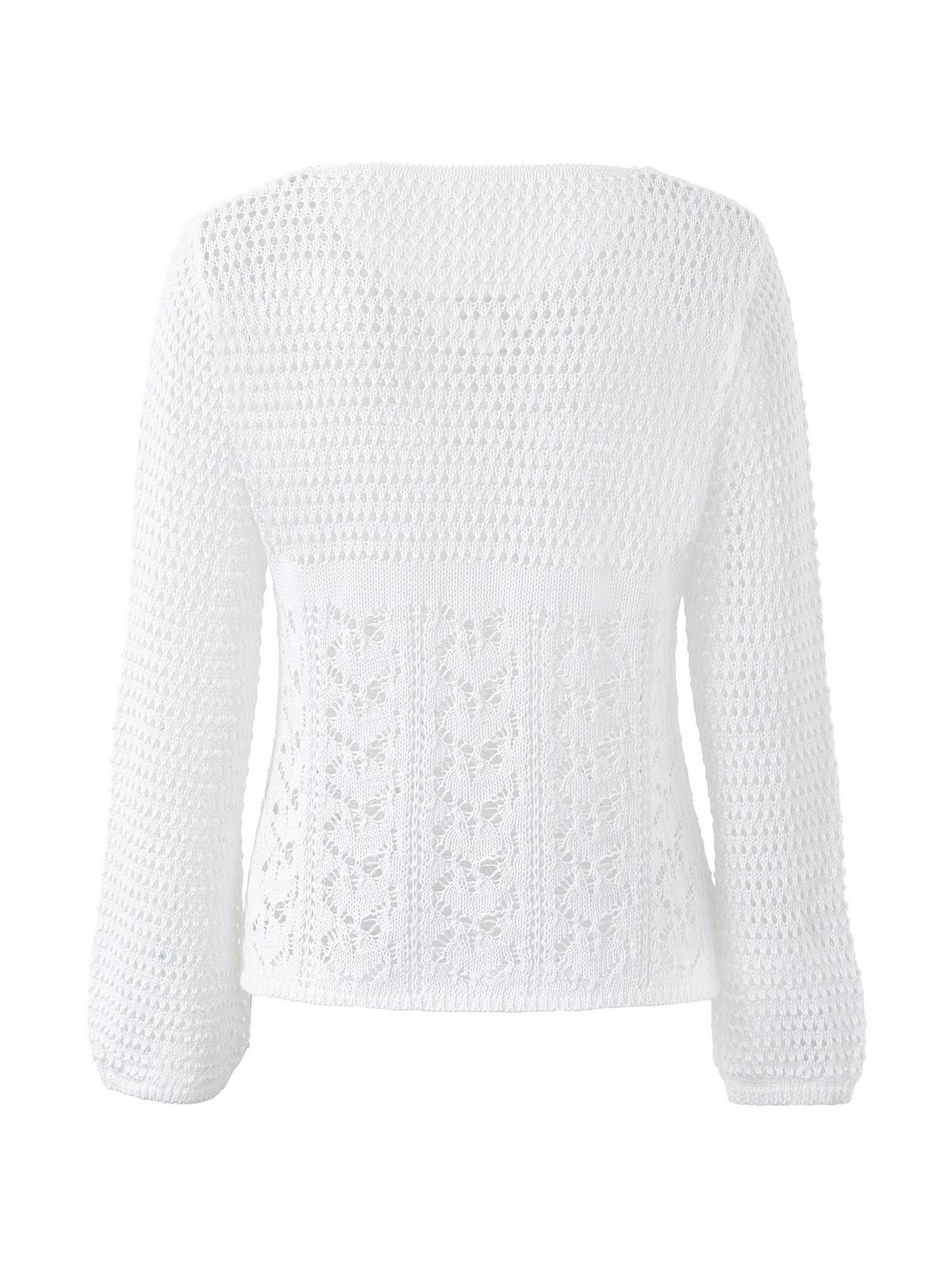 EMMIOL Tie Front White Open Knit Top