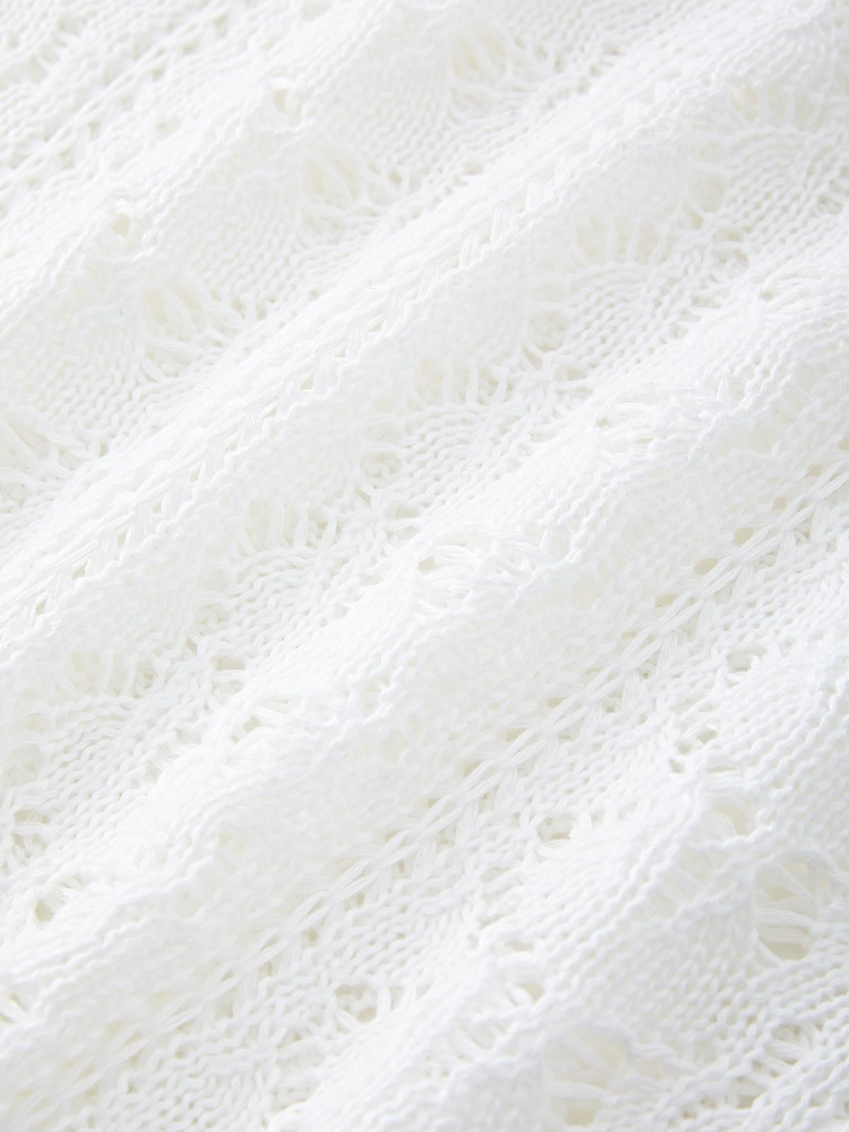 EMMIOL Tie Front White Open Knit Top