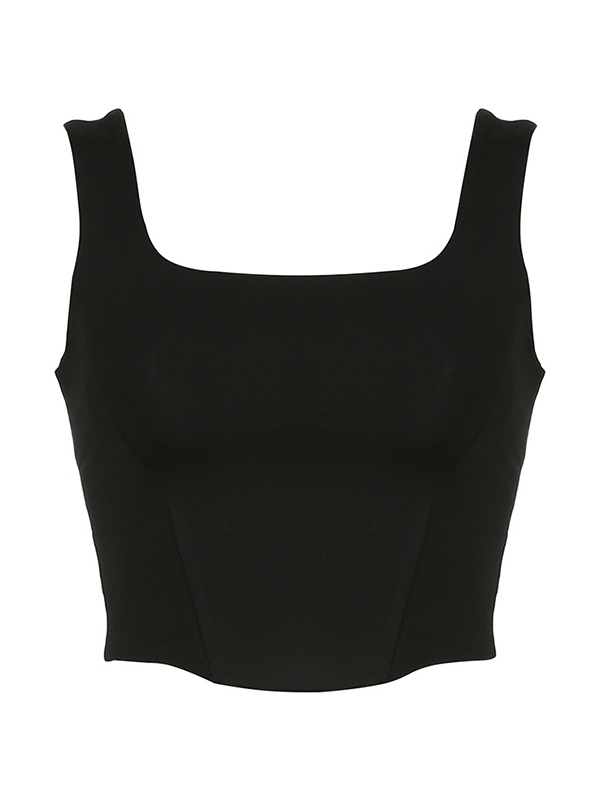 Emmiol Free shipping 2024 Tie Back Black Cropped Tank Top Black L in