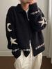 EMMIOL Strickjacke mit Stern-Jacquard-Reißverschluss