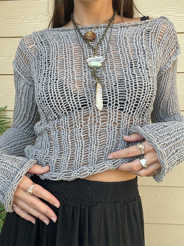 EMMIOL Langarm-Smockstrick mit Ausschnitten